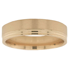 14KT Yellow Gold One Side Grooved Design Band Ring 5mm Wide