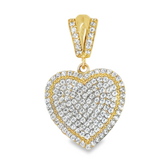 10KT Gold 17MM Heart Pendant with CZ