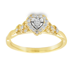 10KT Gold 0.13CT Diamond Heart Engagement Ring Promise Ring