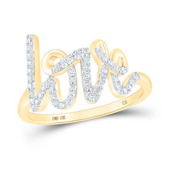 10K YELLOW GOLD ROUND DIAMOND LOVE FASHION RING 1/5 CTTW