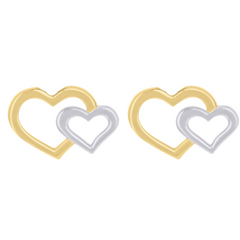 10kt Two-tone Gold Double Heart Earrings
