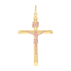 10kt Two-Tone Gold Unisex Inri Crucifix Cross Religious Charm Pendant
