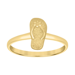 10kt Yellow Gold Womens Beach Flip Flop Sandal Fashion Ring