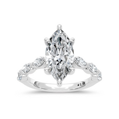 14K White Gold 4 CTTW Lab Grown Marquise Diamond Engagement Ring