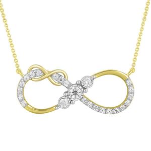 LADIES NECKLACE 1/4 CT ROUND DIAMOND 10K YELLOW GOLD