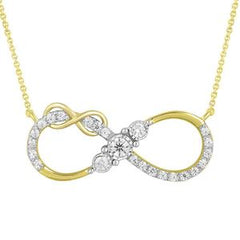 LADIES NECKLACE 1/4 CT ROUND DIAMOND 10K YELLOW GOLD