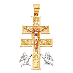 10KT Gold Cross Caravaca Pendant 1.25IN + Bail
