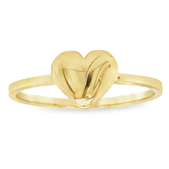 10KT Yellow Gold Heart Ring with Line