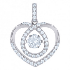 925 Sterling Silver Womens Cubic-Zirconia Heart Charm Pendant