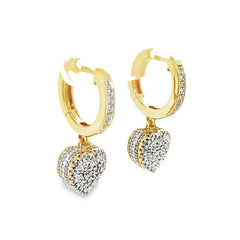 Lady's Yellow 10K Heart Huggie Earrings CTW: 0.33