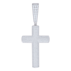 925 Sterling Silver Unisex Cz Cross Religious Charm Pendant