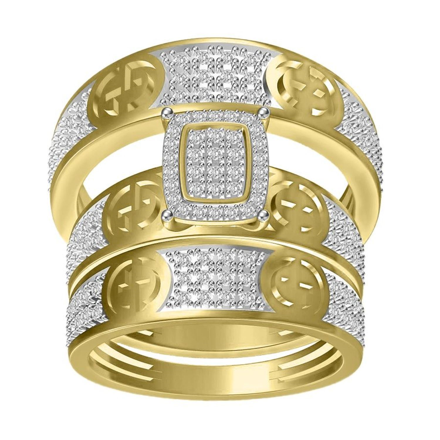 TRIO SET 1/2 CT ROUND DIAMOND 10K YELLOW GOLD