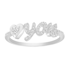 LOVE YOU RING 0.15CT ROUND DIAMOND 10K WHITE GOLD