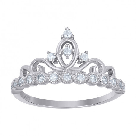 925 Sterling Silver Womens Cubic-Zirconia Crown Fashion Ring Size 7