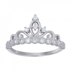 925 Sterling Silver Womens Cubic-Zirconia Crown Fashion Ring Size 7
