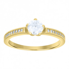 10kt Yellow Gold Womens Cubic-Zirconia Engagement Ring