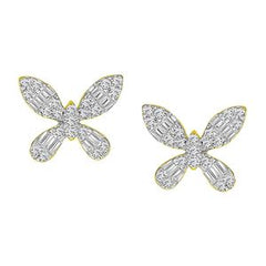 10KT .15CT ROUND/BAGUETTE DIAMOND LADIES EARRING
