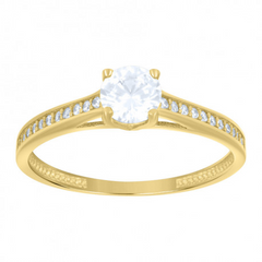 10kt Yellow Gold Womens Cubic-Zirconia Engagement Ring