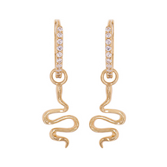 14KT Yellow Gold Wave Design Drop Earring CZ