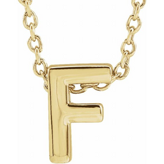 10KT Yellow Gold Initial F Necklace 17+1 Inches