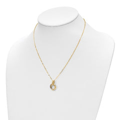 14K Two-tone Polished Intertwined Circles with .25 inch ext Necklace