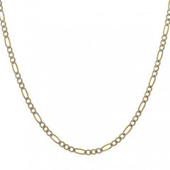 10kt Two-tone Gold Solid Figaro Pave Chain 2mm 18 Inches