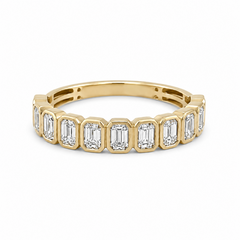14KT Yellow Gold 0.90CTTW Emerald Bezel Ladies Stackable Band (Not Cer