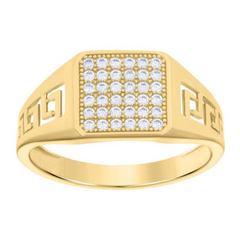 10kt Yellow Gold Mens Cubic-Zirconia Square Head Fashion Ring