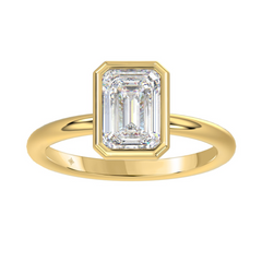 LADIES SOLITAIRE RING 3.05CT EMERALD LAB DIAMOND 14K YELLOW GOLD (CENT