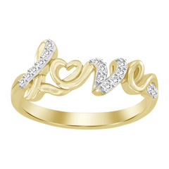 LOVE RING 0.10CT ROUND DIAMOND 10K YELLOW GOLD