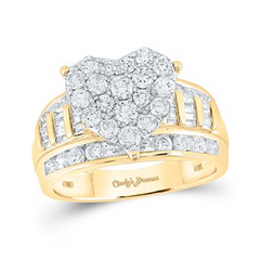 10K YELLOW GOLD ROUND DIAMOND HEART BRIDAL ENGAGEMENT RING 2 CTTW