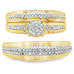 10KT Gold 0.15CT Diamond Wedding Trio Set