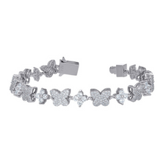 925 Sterling Silver Womens Cubic-Zirconia Butterfly Fashion Link Brace