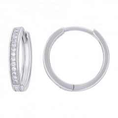 925 Sterling Silver Womens Cubic-Zirconia Single Row Endless Hoop Earr