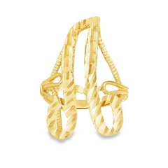 10KT Gold Women's Large Diamond Cut Initial A Ring