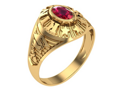 10KT Yellow Gold Kinder Spirit Graduation Ring Red Stone Size 3.5