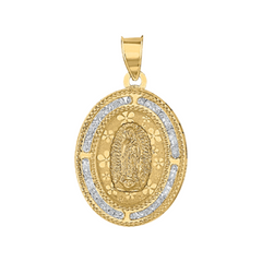 10KT Gold Unisex CZ Virgen de Guadalupe/Lady Of Guadalupe Religious Ov