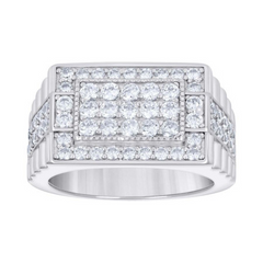 925 Sterling Silver Mens Cubic-Zirconia Square Head Fashion Ring Size 10