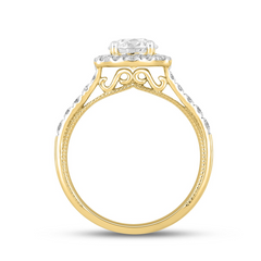 1.5 CTTW Certified Lab-Created Halo Round Diamond Solitaire Engagement Ring in 14KT Yellow Gold Setting (Center 1.00CT)