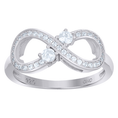 925 Sterling Silver Womens Cubic Zirconia Infinity Fashion Ring Size 7