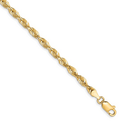 10KT Gold 4MM Solid Rope Bracelet 8IN