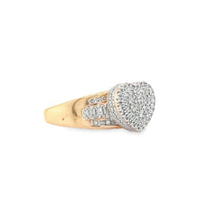 10K YELLOW GOLD ROUND DIAMOND HEART BRIDAL WEDDING RING 0.50 CTW