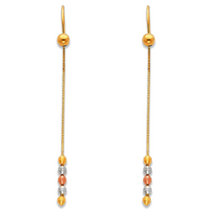 14K Tricolor Hanging Earrings
