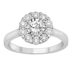 LADIES RING 0.33CT ROUND DIAMOND 10K WHITE GOLD