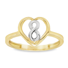 10KT Yellow Gold Womens Heart with Inifnity Ring