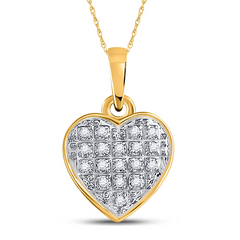 10kt Yellow Gold Womens Round Diamond Heart Pendant 1/20 Cttw (CHAIN NOT INCLUDED)