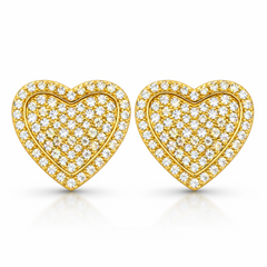 10KT Gold 16MM Heart Earrings with CZ