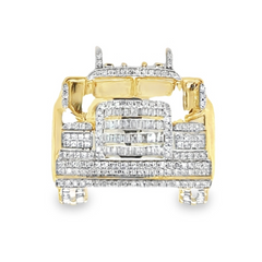 MEN'S RING 0.75CT ROUND DIAMOND 10K YELLOW GOLD TRUCK RING
