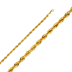 10KT Gold 4MM Solid Rope Chain 24IN