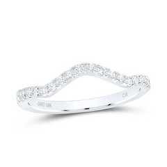10k White Gold Round Diamond Wedding Curved Enhancer Band 1/5 Cttw